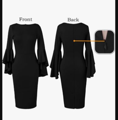 Black Bell Sleeve Dress photo 4